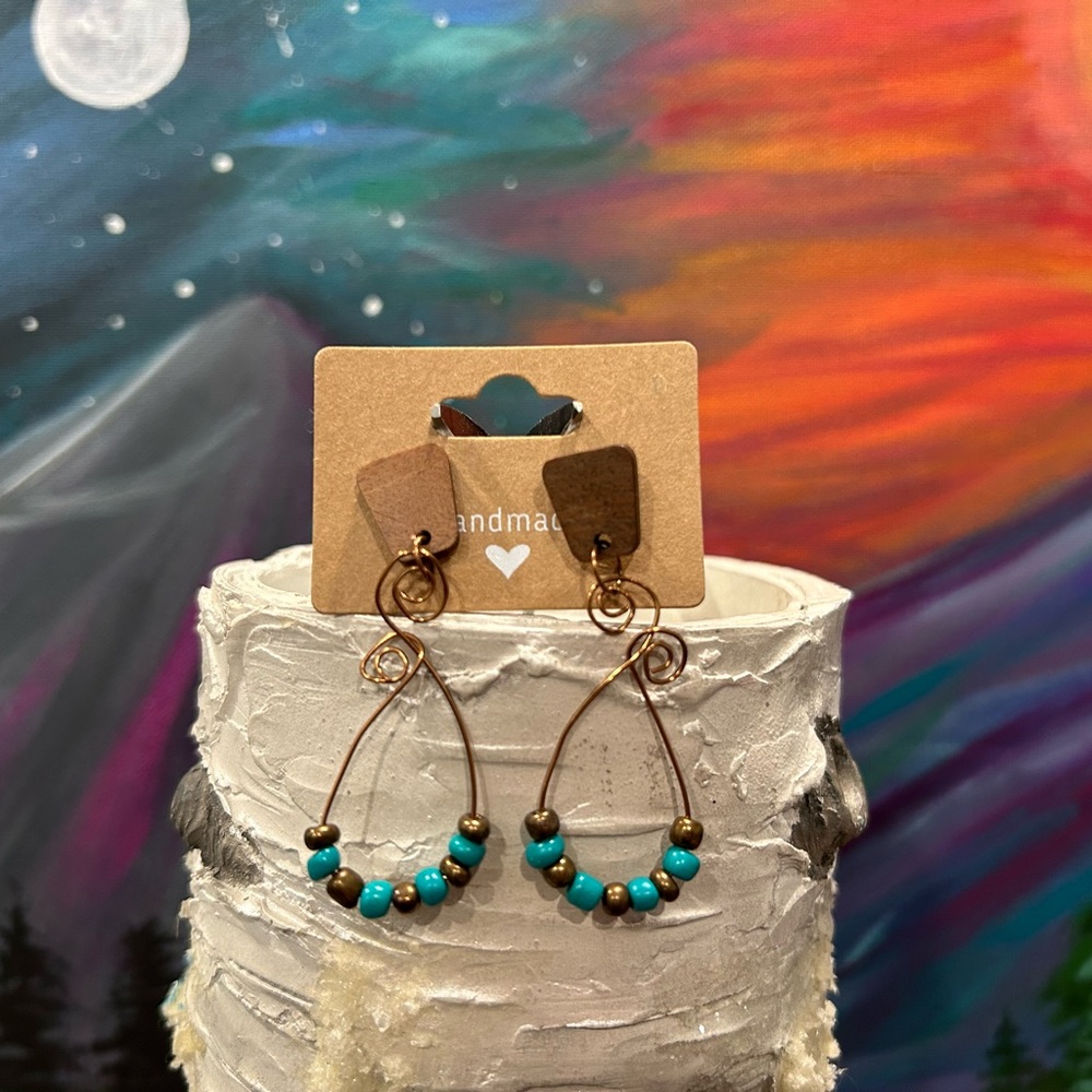 Handmade Turquoise and Gold Earrings